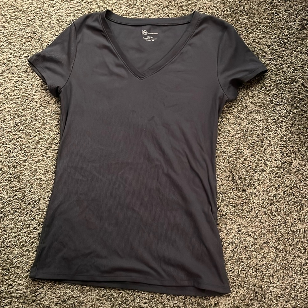 Gray-blue V neck